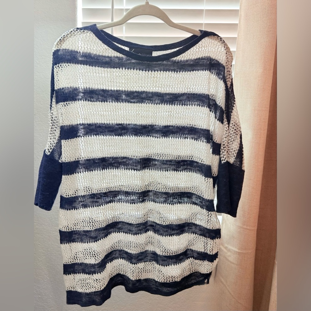 Lane Bryant Navy and White Knit Top